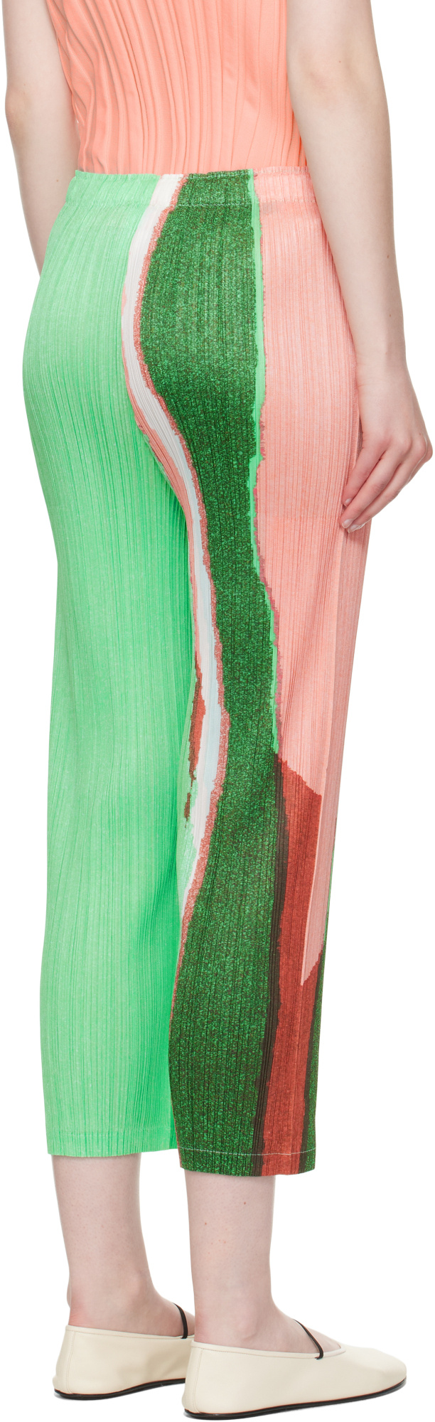 Issey Miyake Patterned Casual Pants In Green