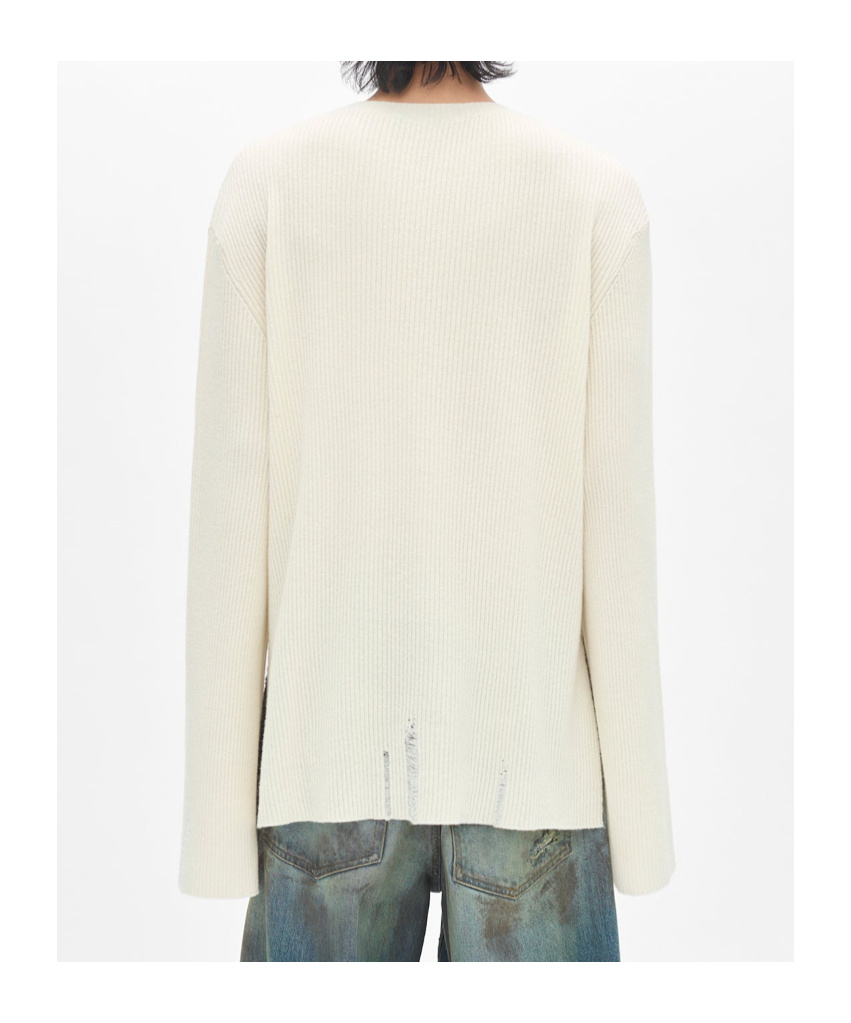 Ann Demeulemeester Deder Lace Up Serafino Sweater In Neutral