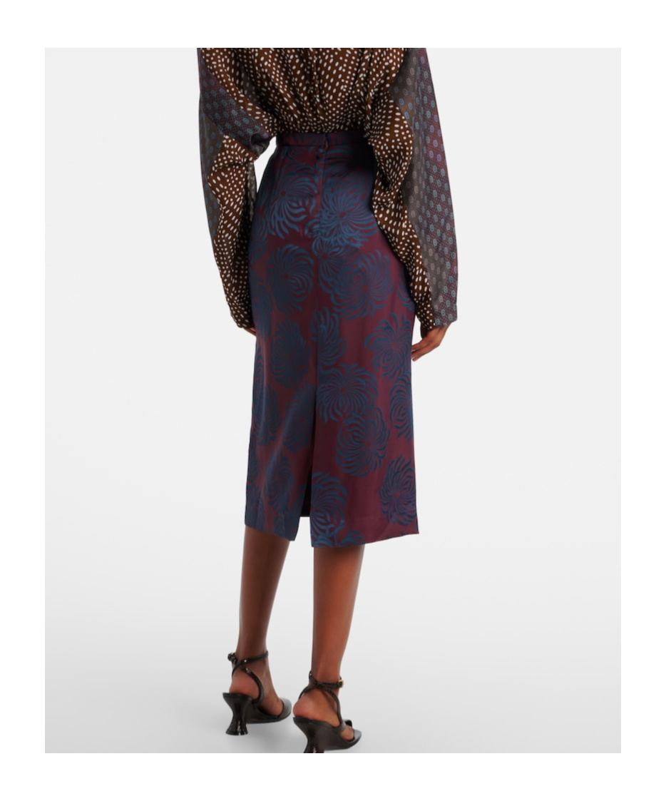 Dries Van Noten Jacquard Midi Skirt In Blue