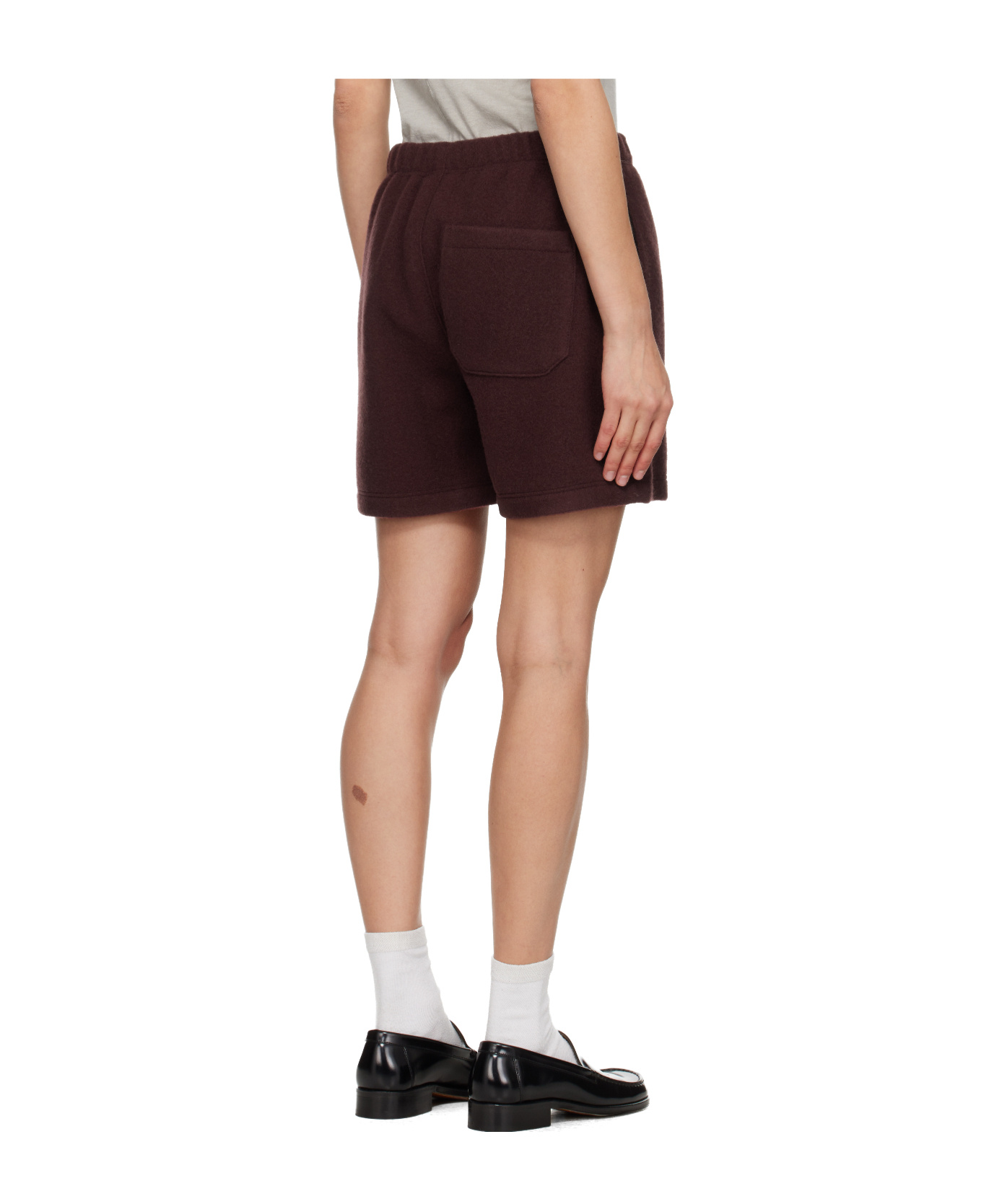 Rier Ssense Exclusive Burgundy Fleece Shorts In Burgundy