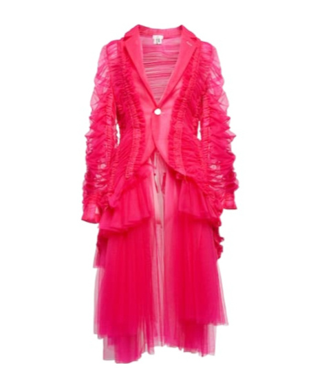 Comme Des Garçons Ruched Tulle Blazer Dress In Pink
