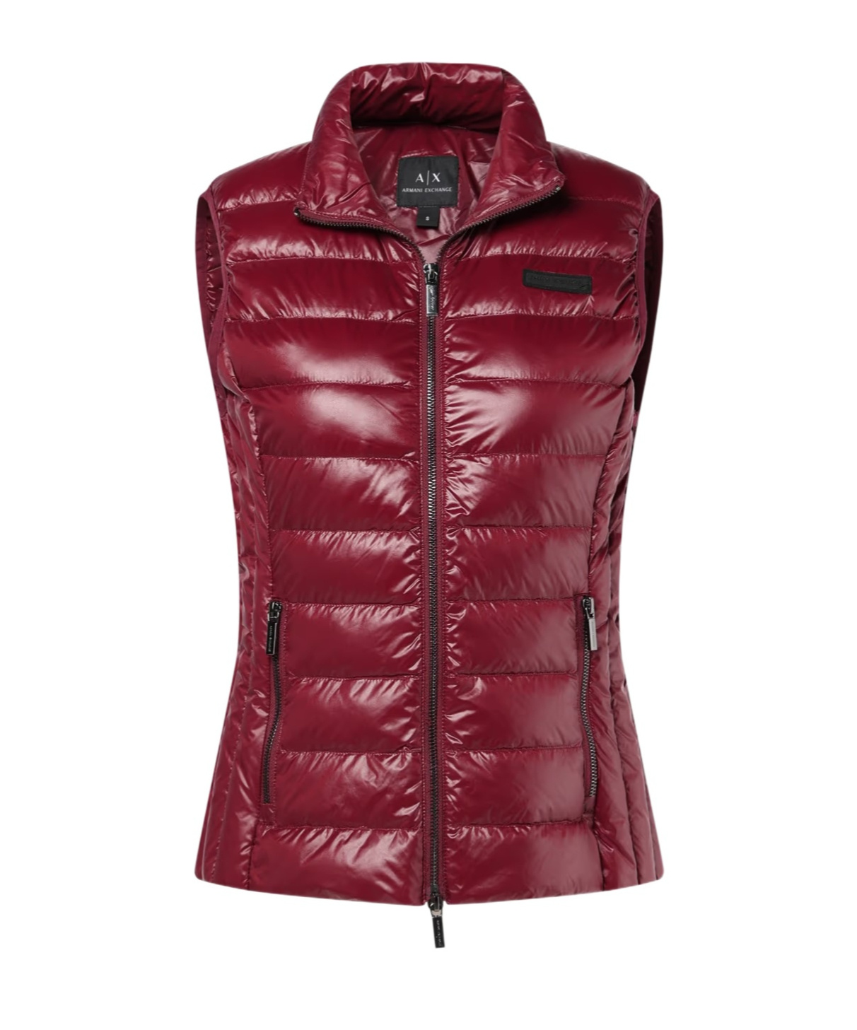 Armani Exchange Sleeveless Cotton Jacket In Red