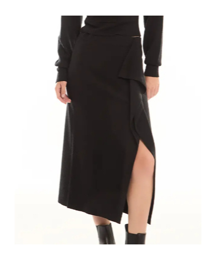 Shop P.a.r.o.s.h Draped Midi Skirt In Black