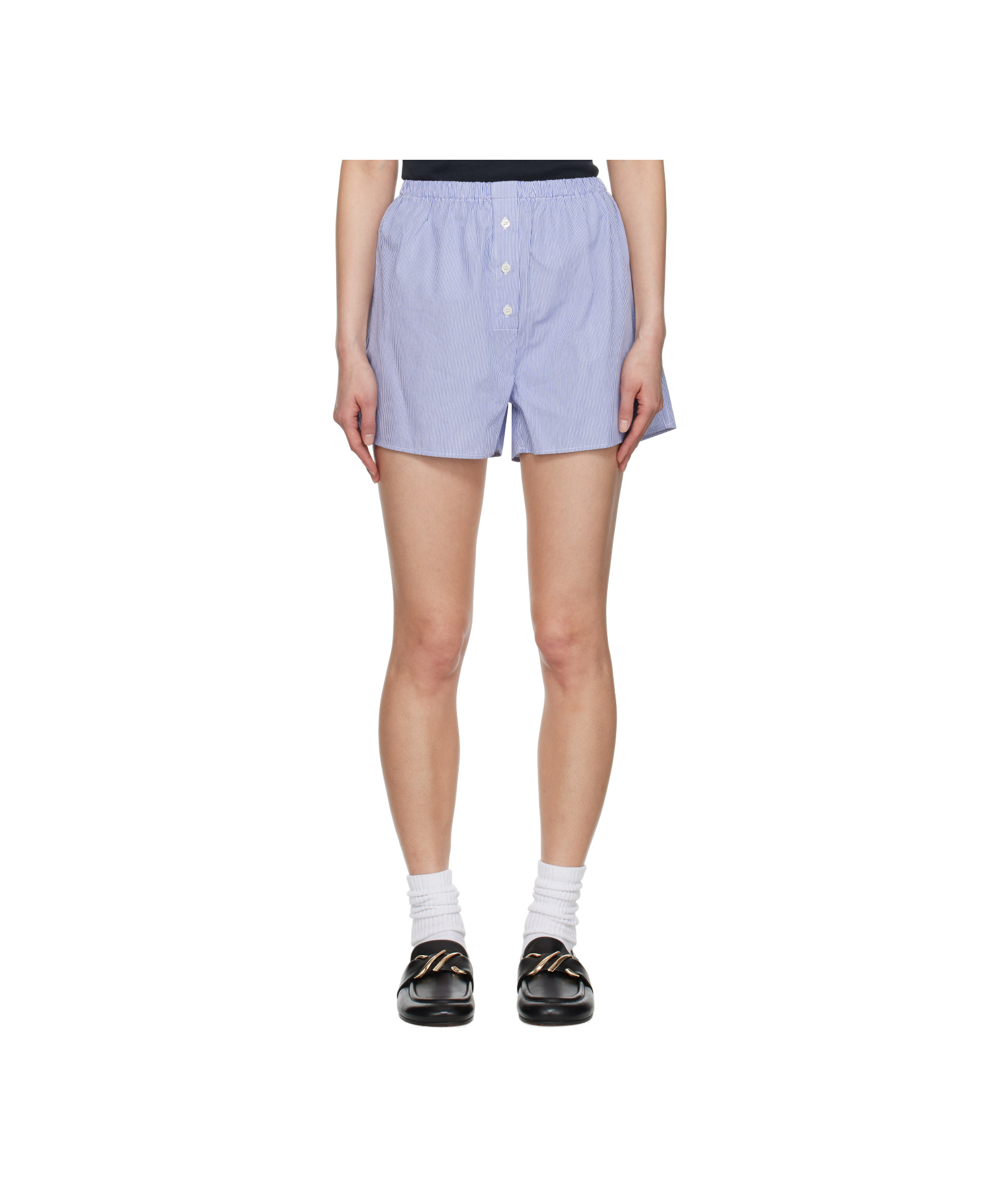 Sporty And Rich Striped Shorts In Bluestriped