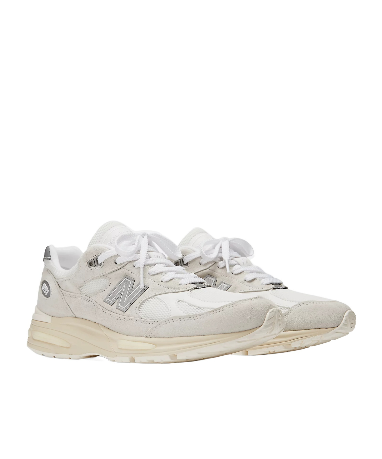 New Balance Sporty Pigskin And Mesh Sneakers With Cushioned Sole In Wind Chime With White And Frozen Dew