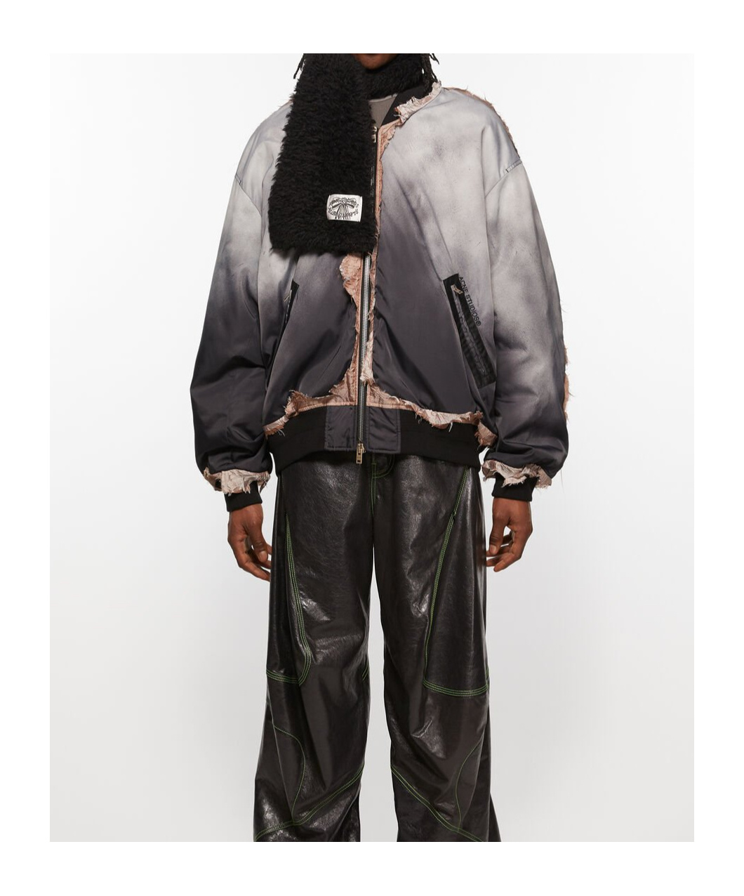 ACNE STUDIOS LOGO-TAG FAUX-FUR SCARF