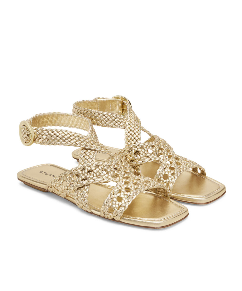 Stuart Weitzman Thea Metallic Braided Slingback Sandals