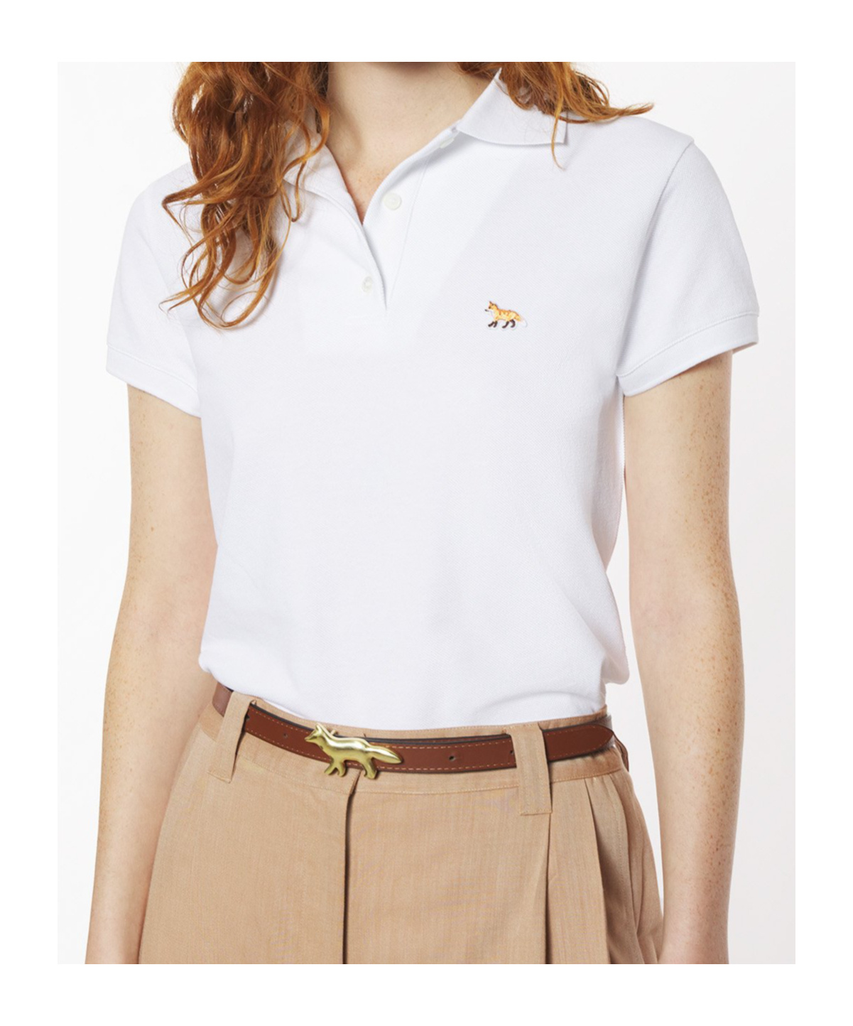 Maison Kitsuné Fox-motif Polo Top In White