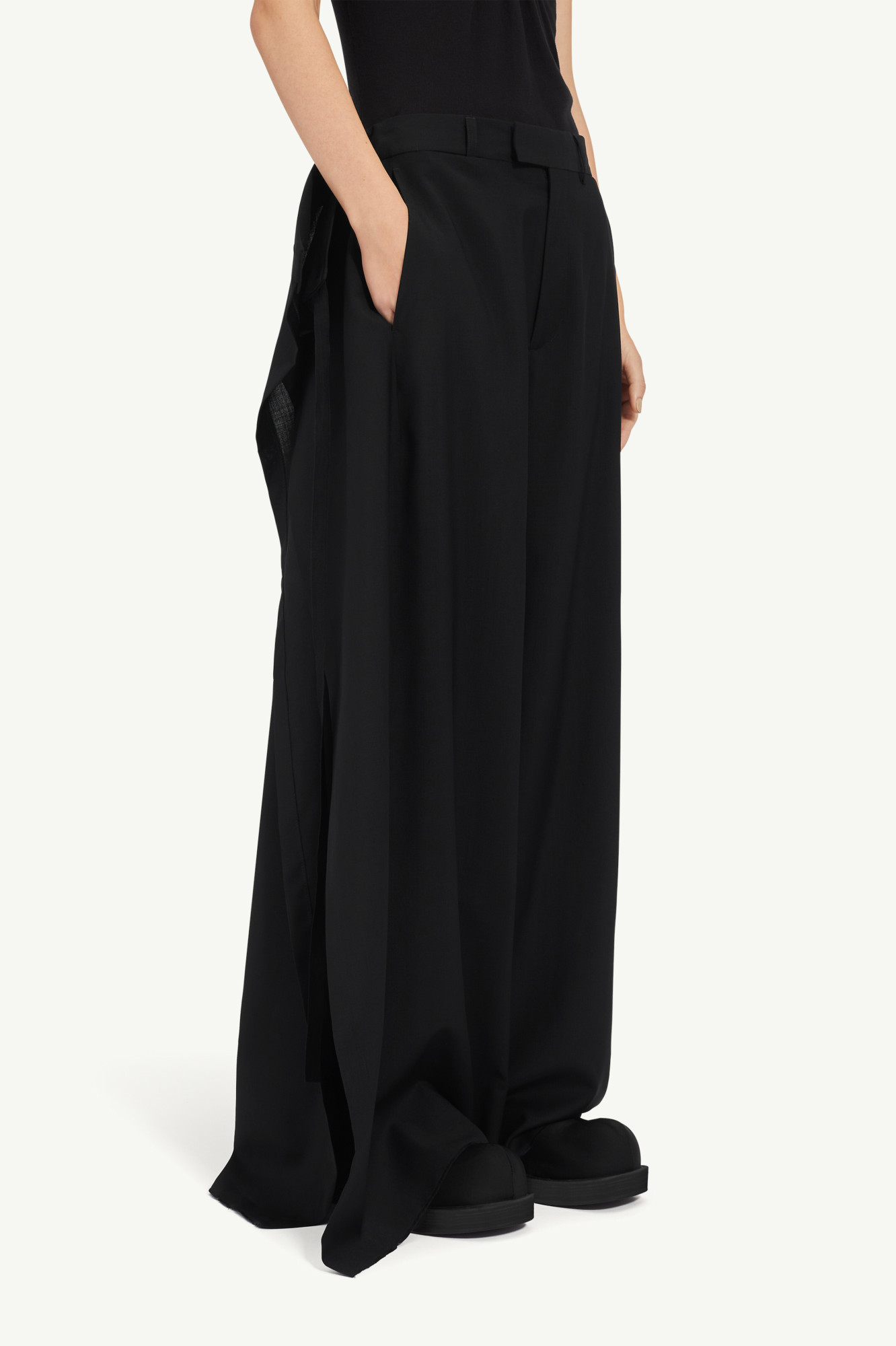 Mm6 Maison Margiela Tailored Wool-canvas Trousers In Black