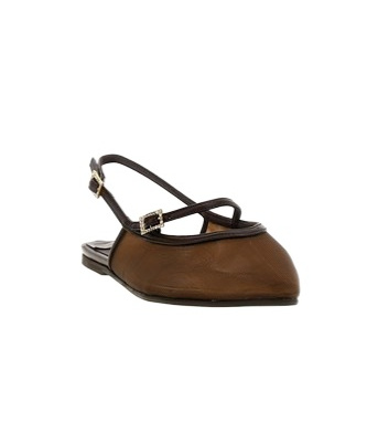 Shop Le Silla Morgana Slingback Flat Shoes In Brown