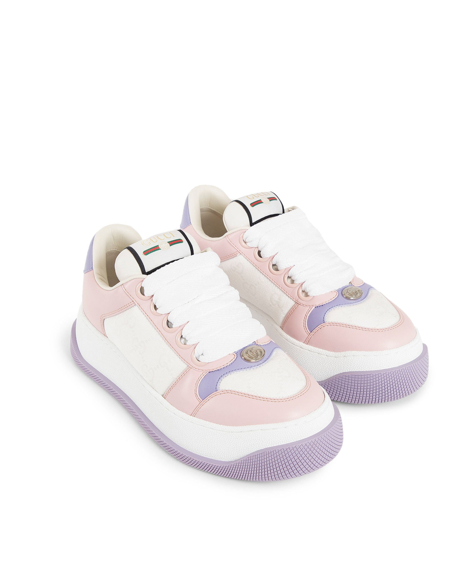Gucci Low Top Round Toe Sneakers In White