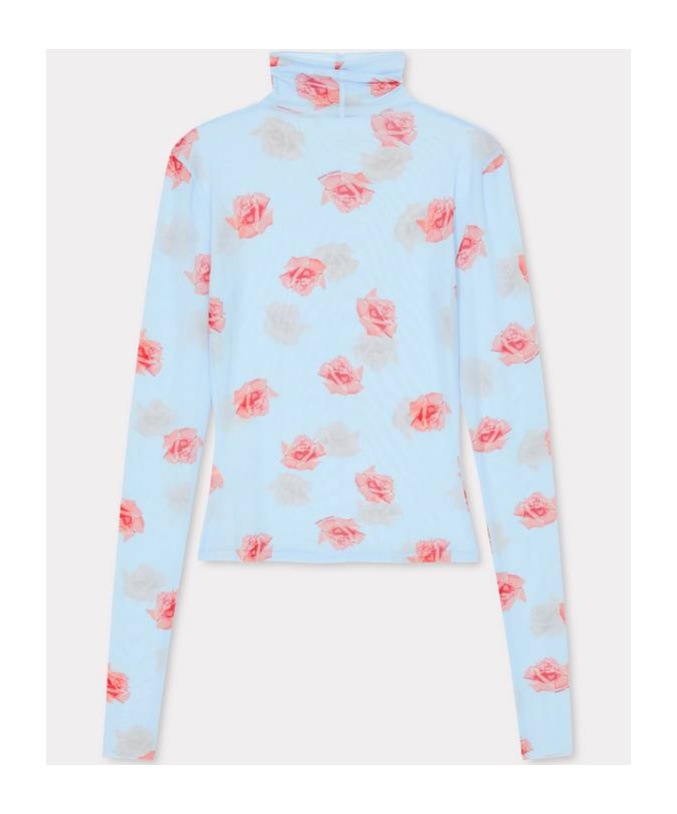 Kenzo Rose Print Long-sleeved Blouse In Multicolor