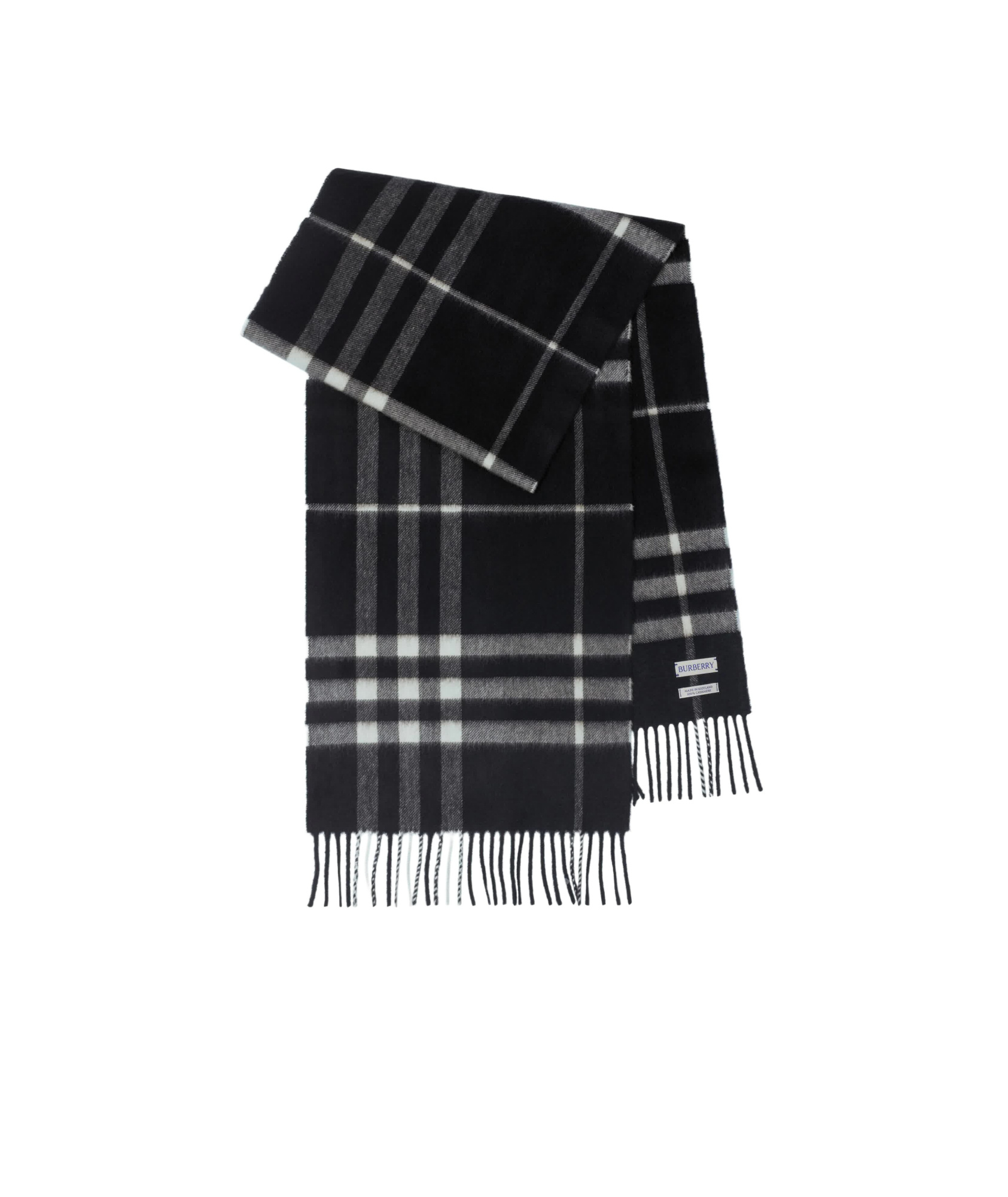 Burberry Checked Fringed-edge Scarf In Black