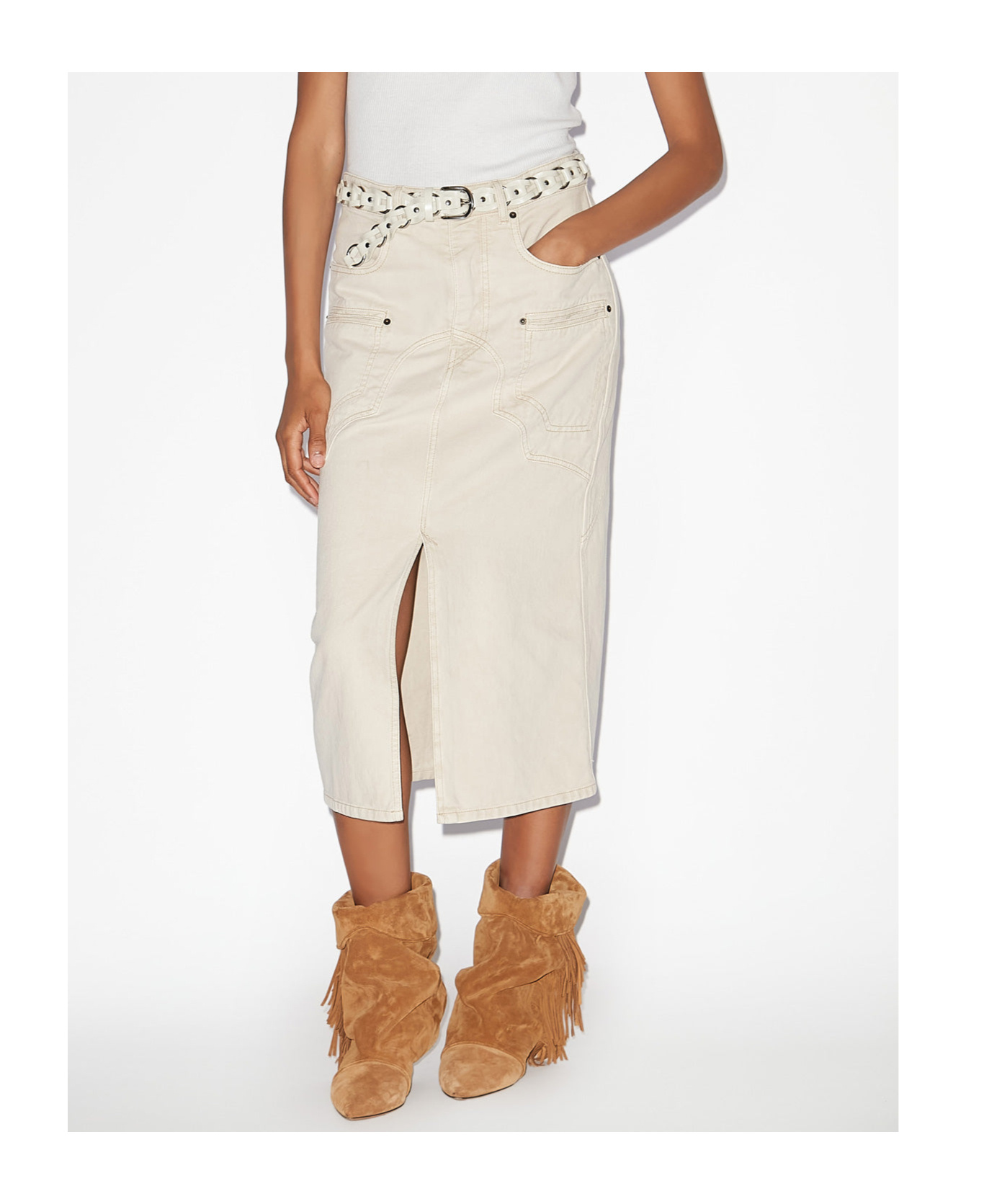Shop Isabel Marant Britt Skirt In White