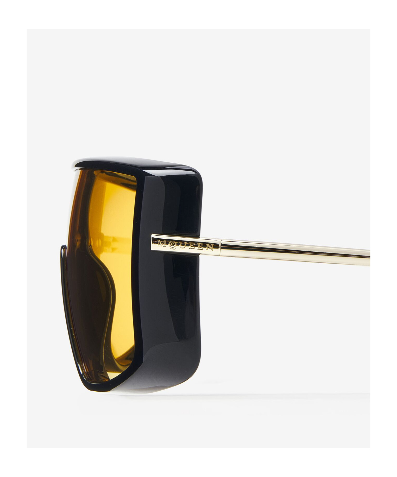 Alexander Mcqueen T-bar Visor Sunglasses In Black/orange In Brown
