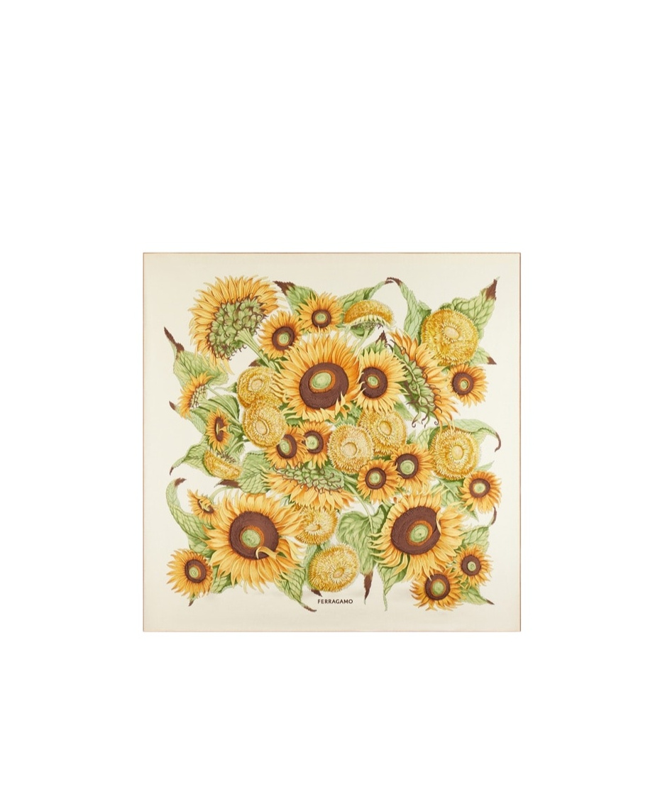 Ferragamo Pattern Silk Scarf In White