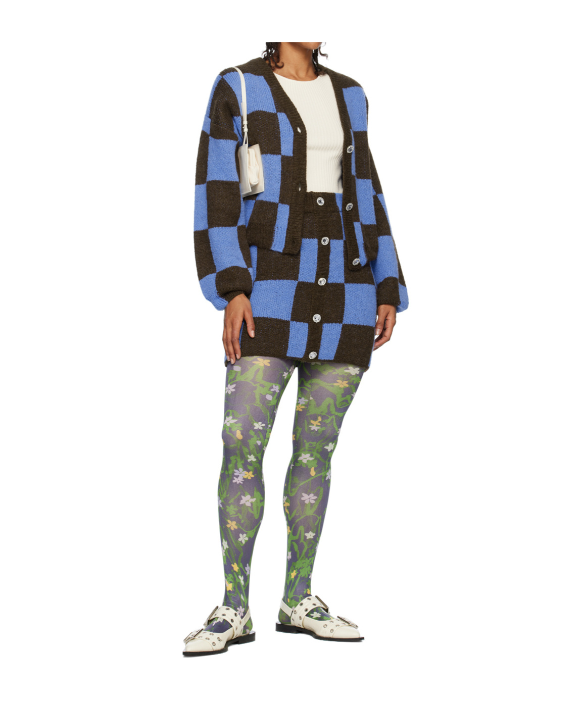 Stine Goya Check-pattern Cardigan In Blue