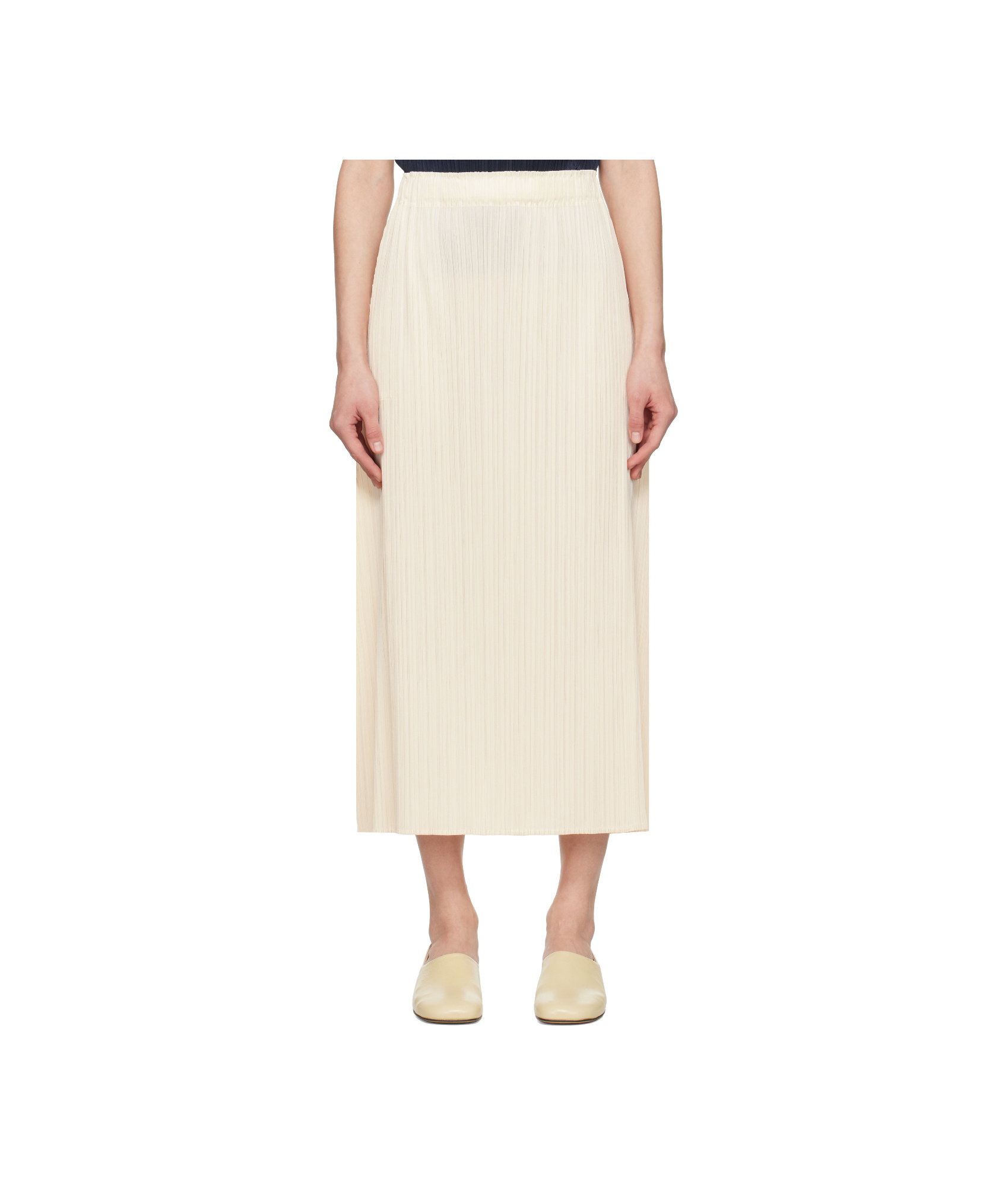 Issey Miyake Thicker Bottoms 1 Pleated Skirt In White