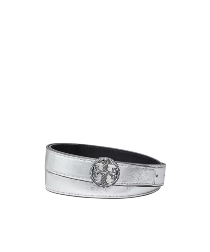 Tory Burch Double T Motif-embellished Buckle Belt In Metallic