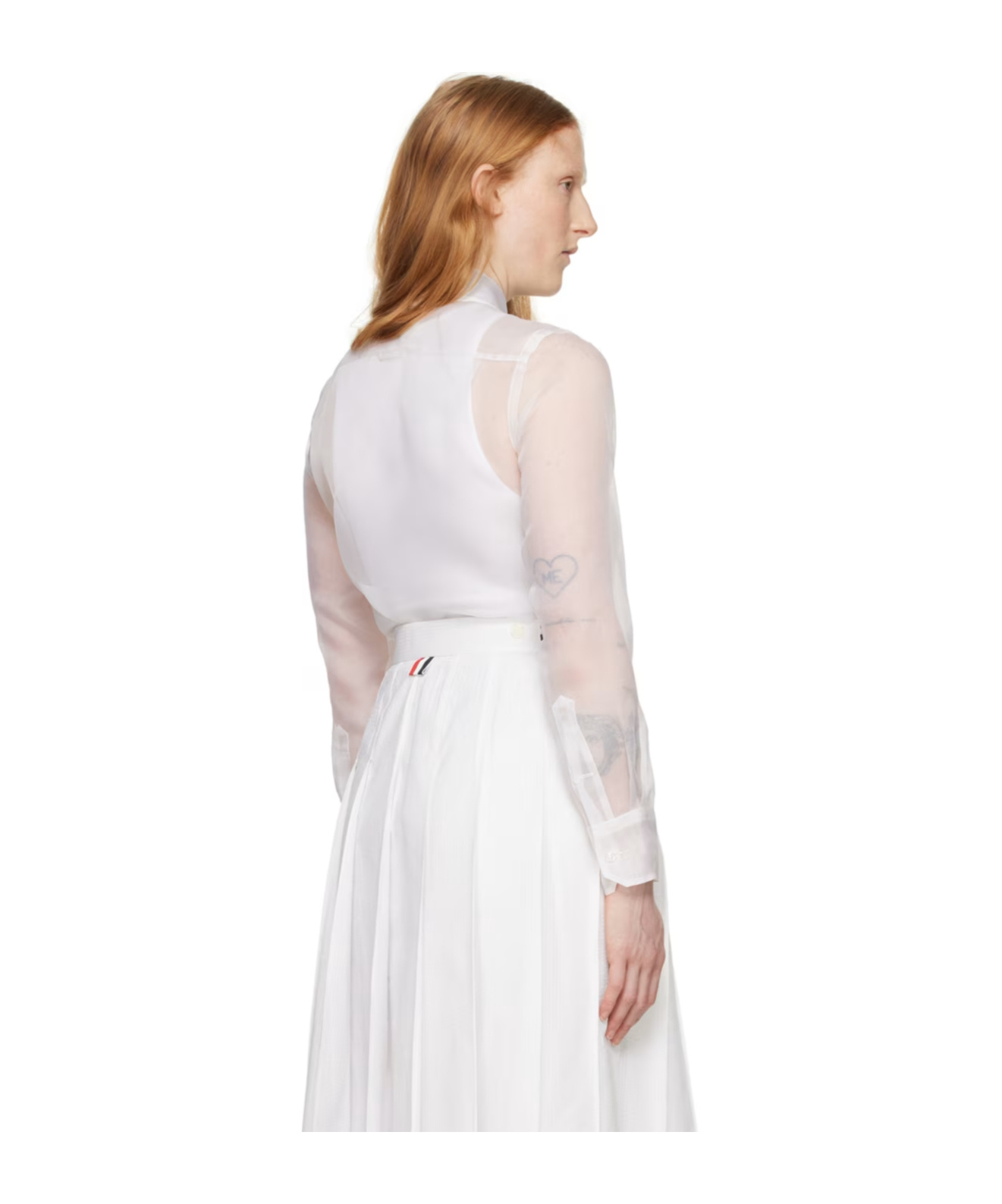 Thom Browne Organza Silk Shirt In White