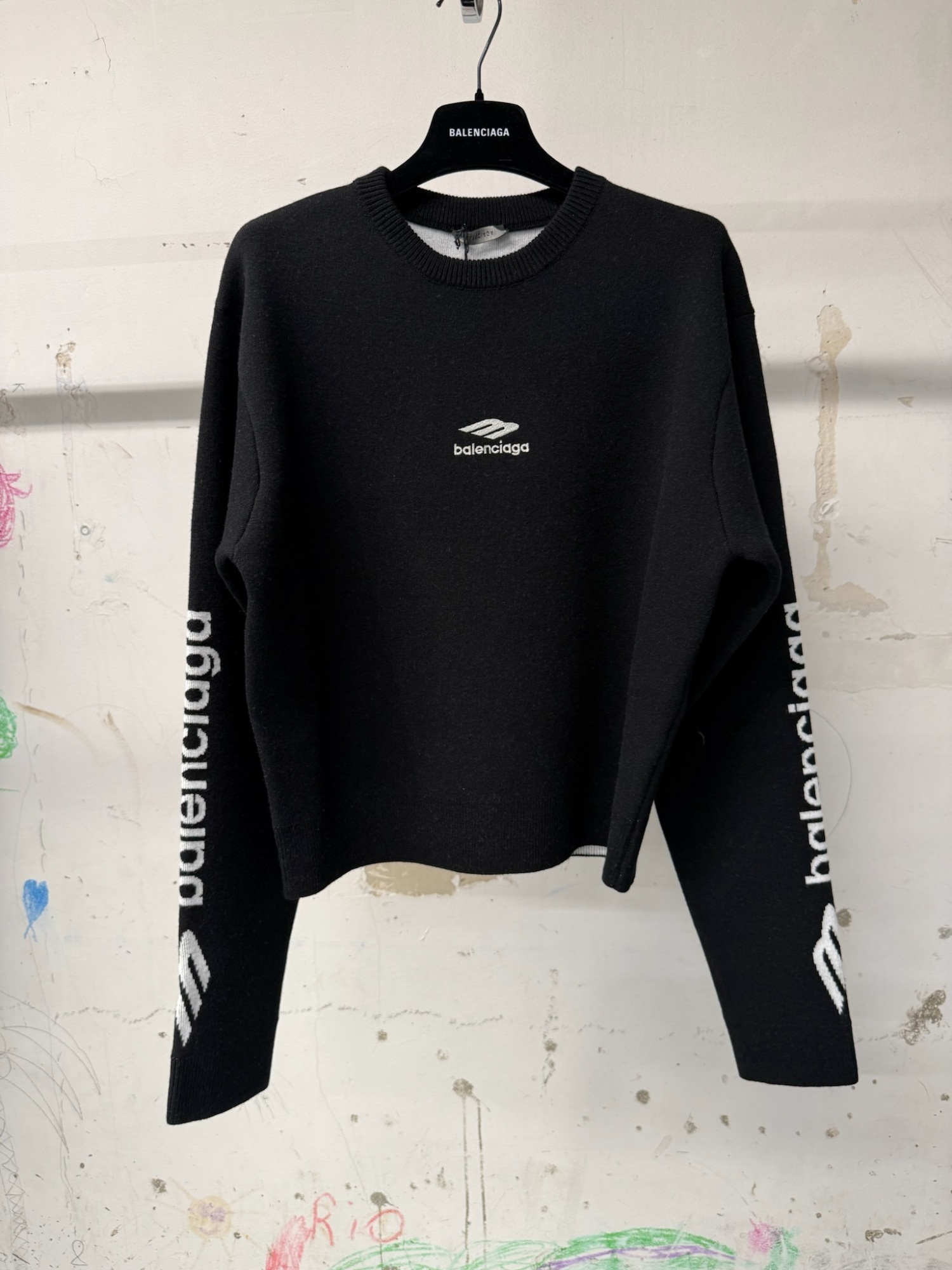 Balenciaga Cropped Crewneck In Multi