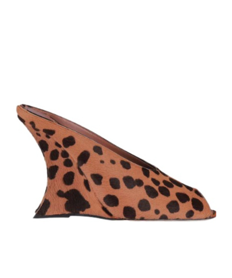 Paris Texas Open-toe Sabots In Caramel And Dark Brown Printed Cowhide In Pink
