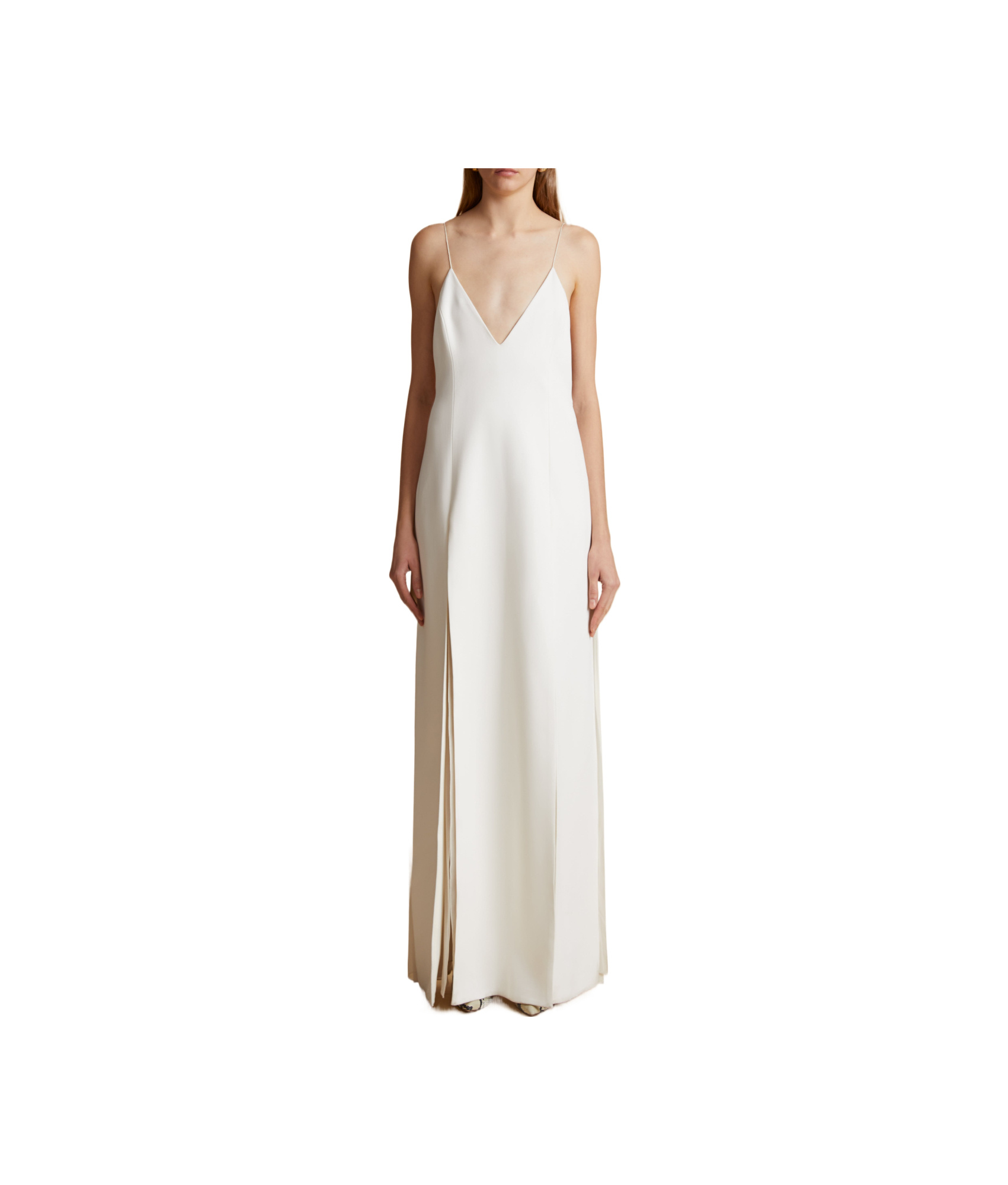 Khaite The Nonya V-neck Sleeveless Dress In White
