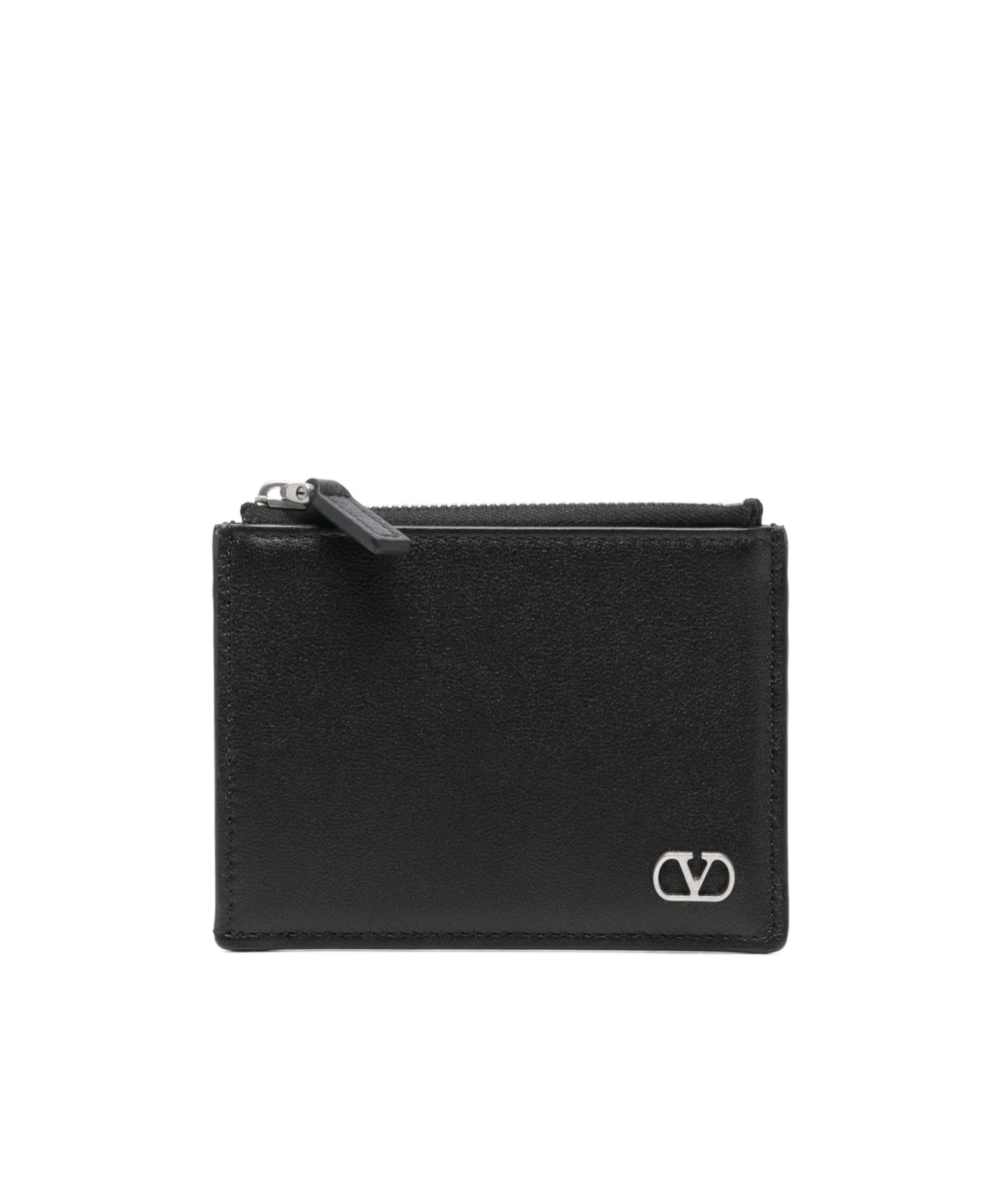 Valentino Leather Cardholder In Black