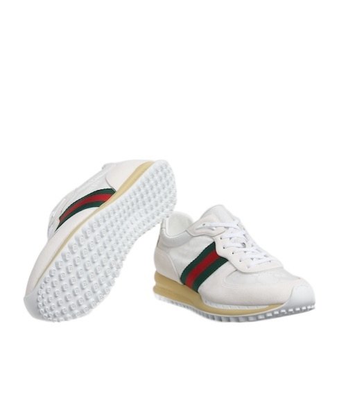 Gucci Re-motion Monogram Stripe Sneakers In White