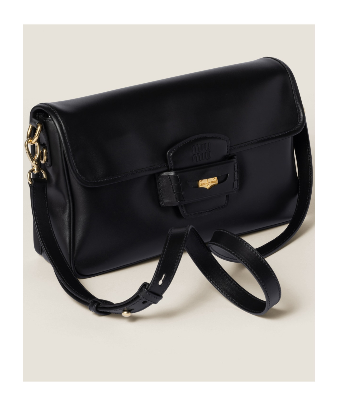 Miu Miu Penny Leather Bag In Black