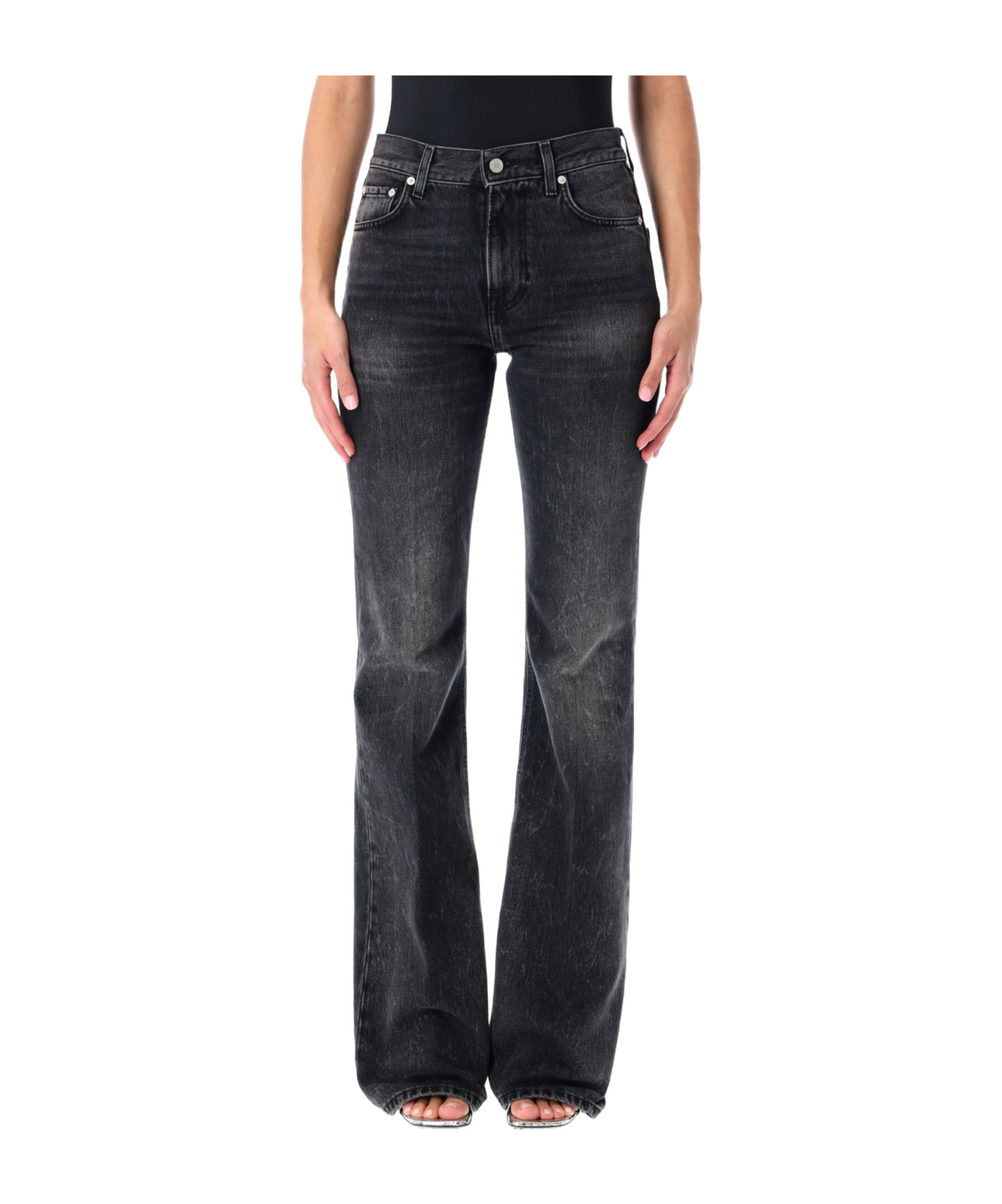 Haikure Denim Trousers With Belt Loops In Black