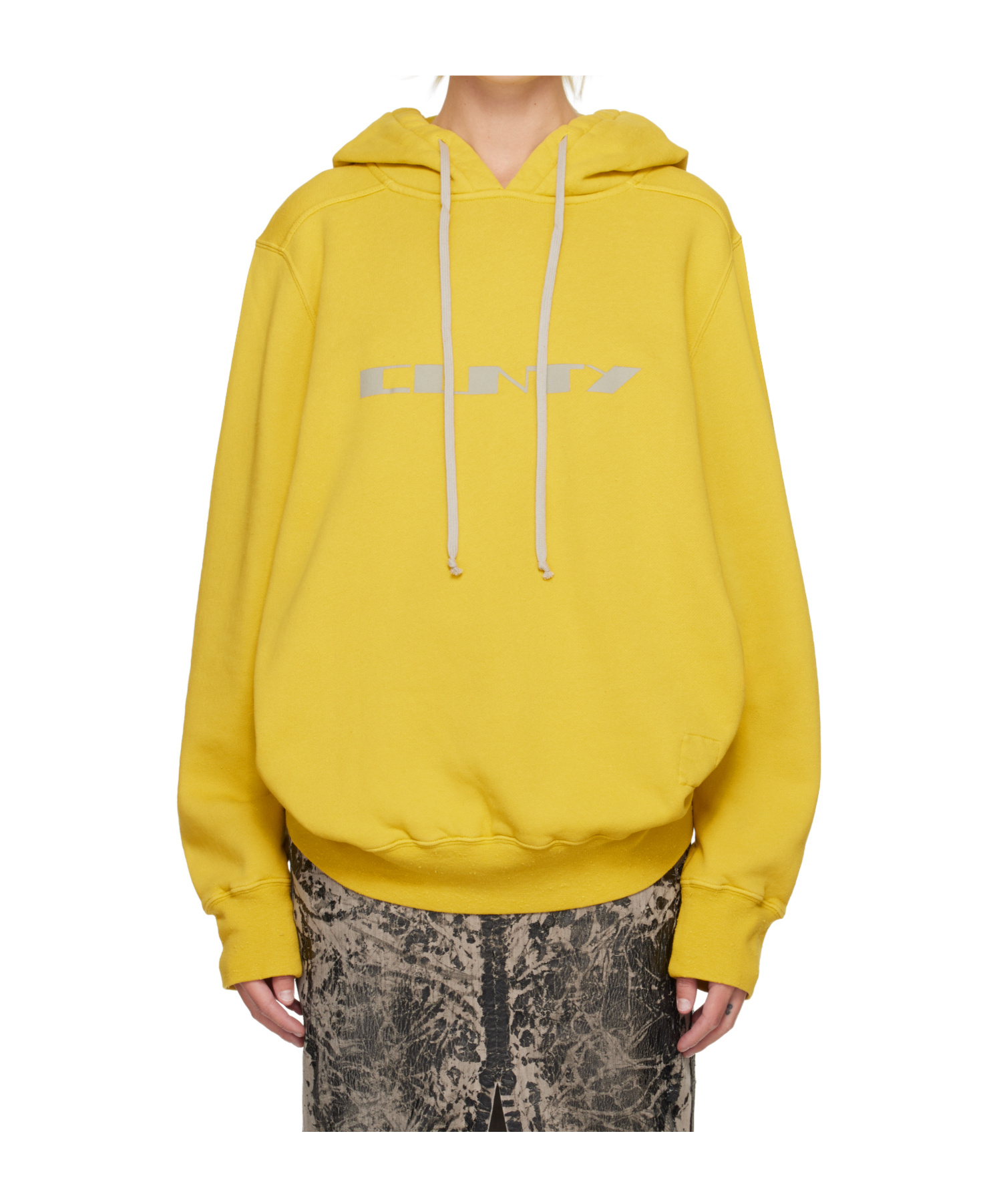 Rick Owens Drkshdw Concordians Oversized Hooded Sweatshirt In Yellow