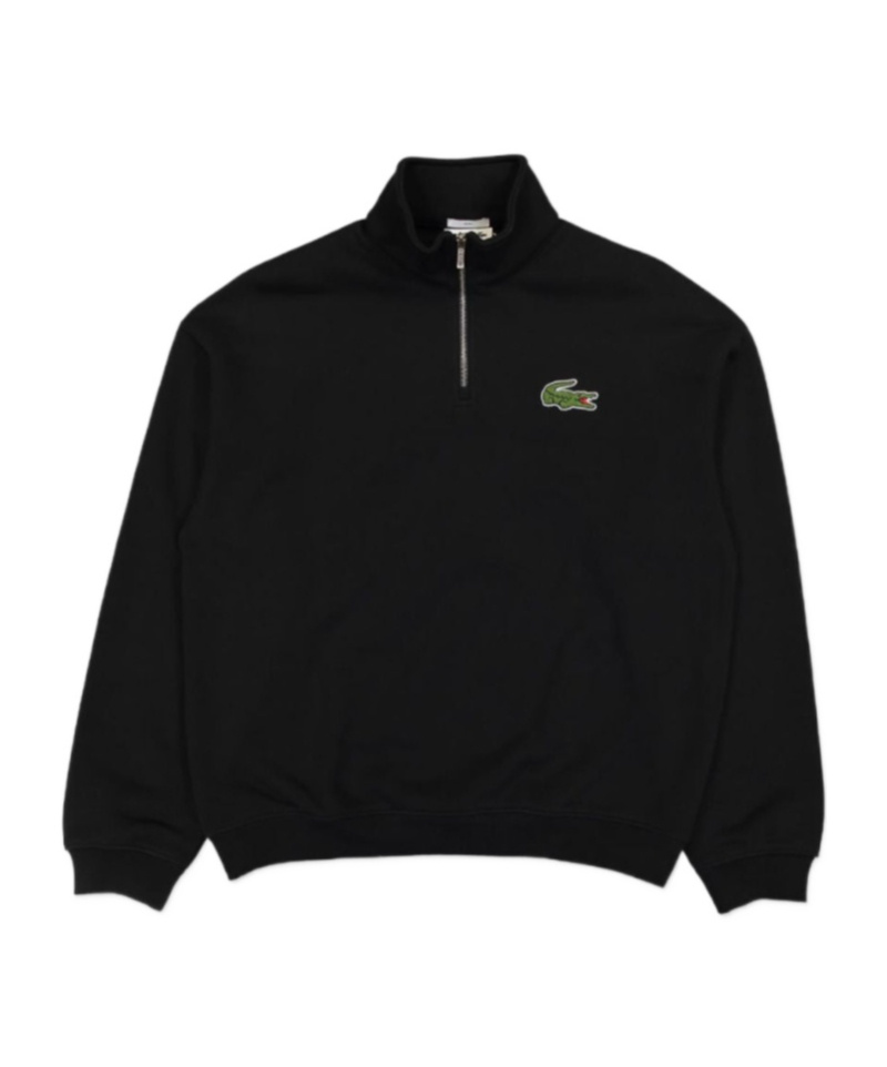 Shop Lacoste Semi-zipper Sweater In Black