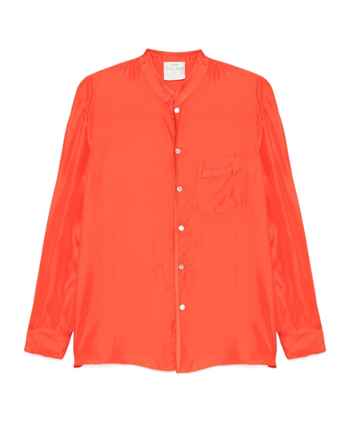 Forte Forte Habotai Orange Shirt With Mandarin Collar And Chest Pocket In Silk Woman In Orange