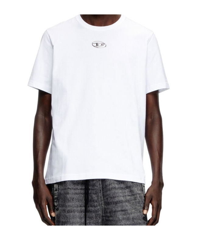 Diesel Mens  T-adjust-bigoval Brand-embossed Cotton-jersey T-shirt In White