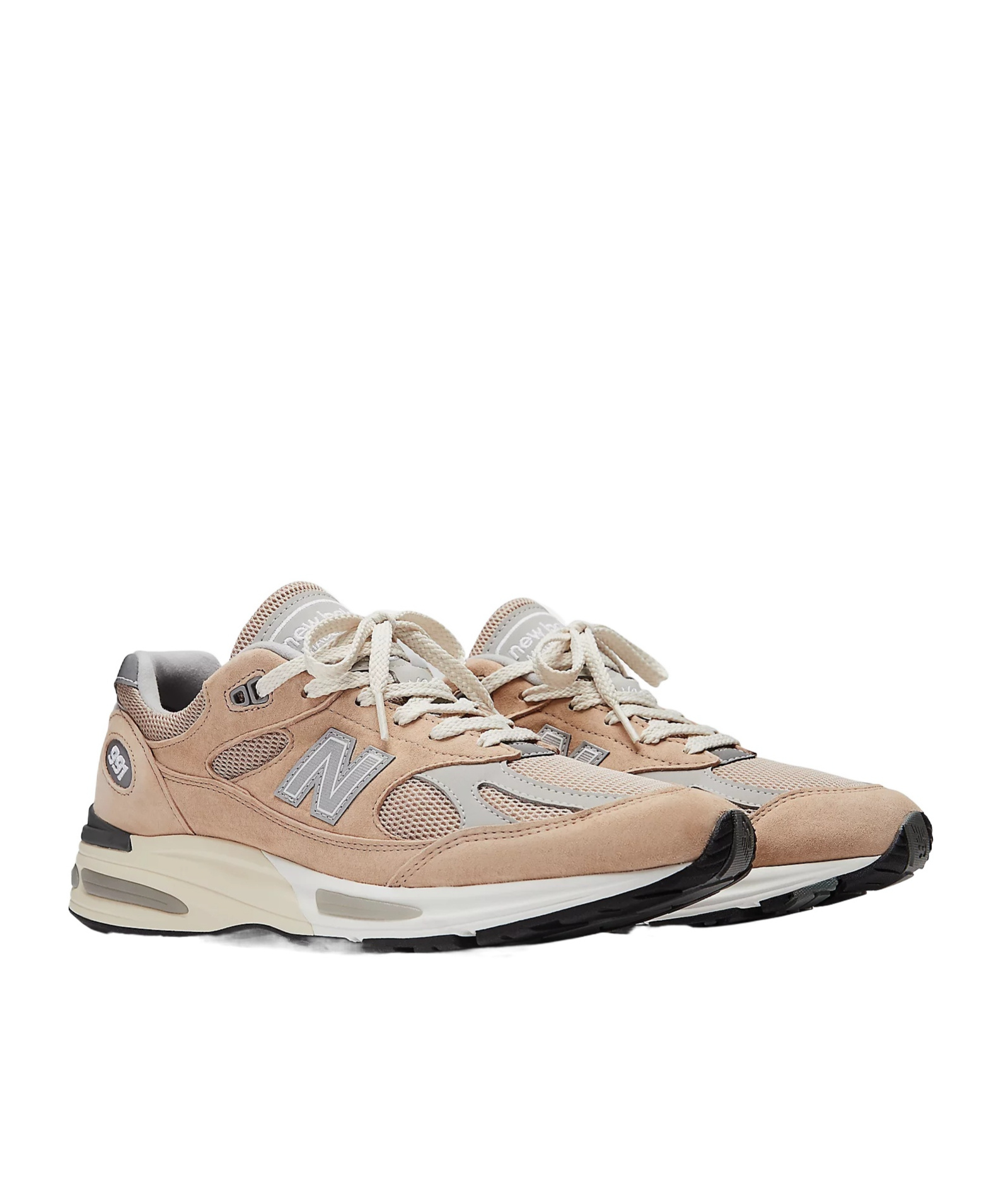New Balance 991 V2 Suede And Mesh Low-top Sneakers In Nude