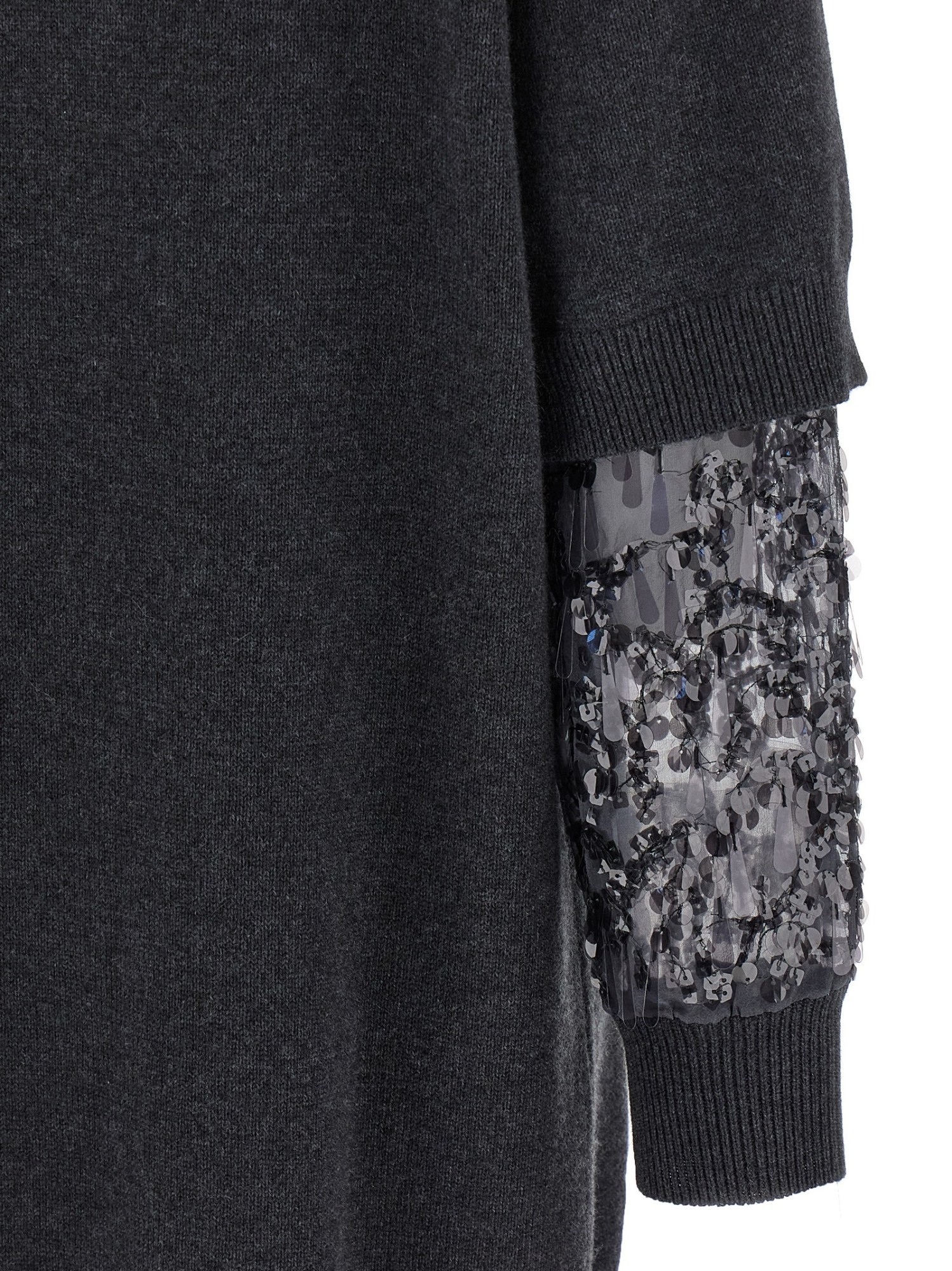 Brunello Cucinelli Sequin-embellished High-neck Mini Dress In Black