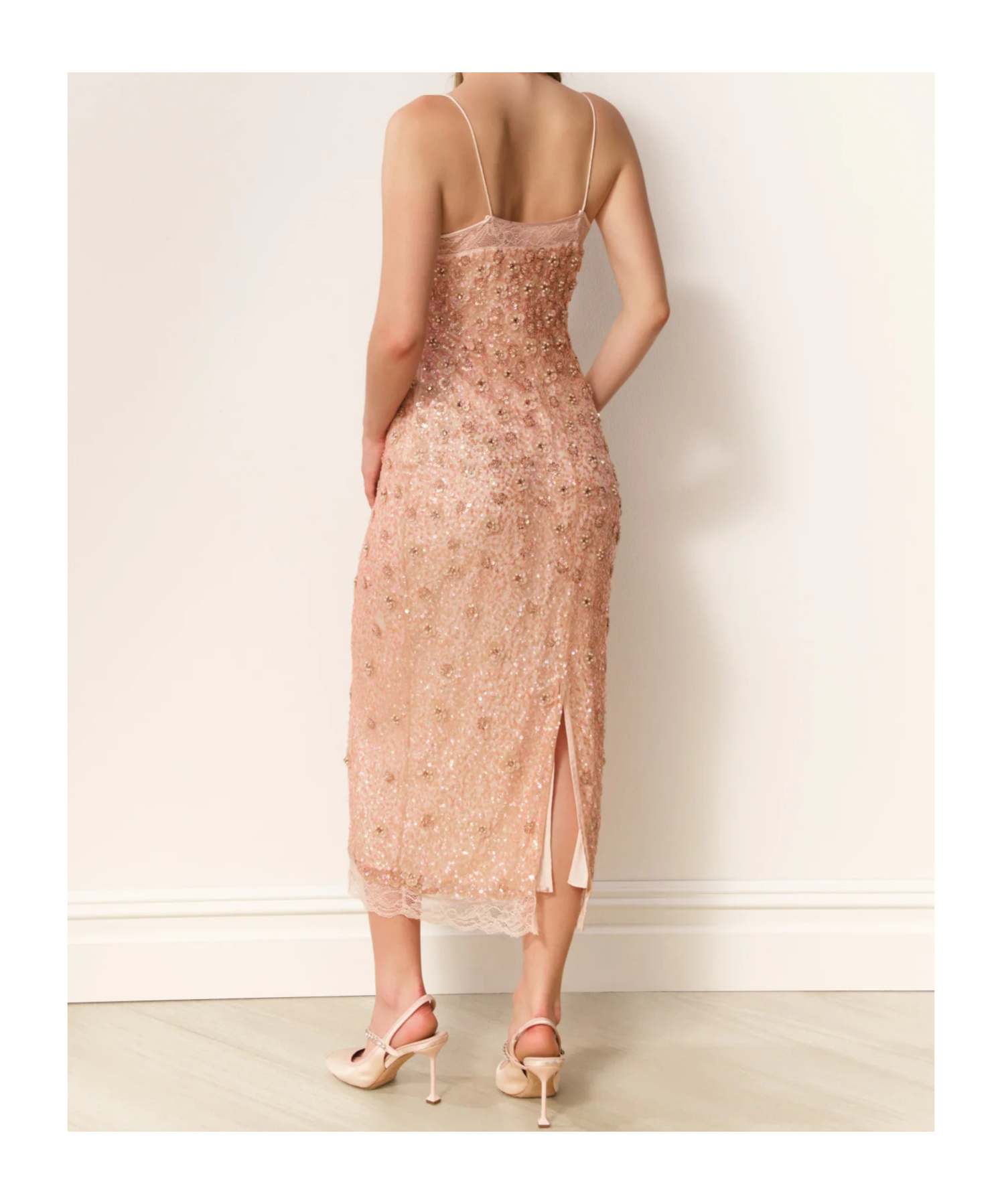 Loveshackfancy Mirrian Beaded Midi Dress In Brown