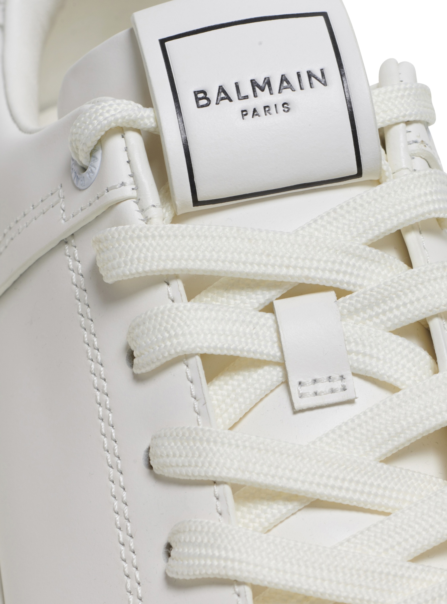Balmain B Court Low Top Sneakers In White Leather In White