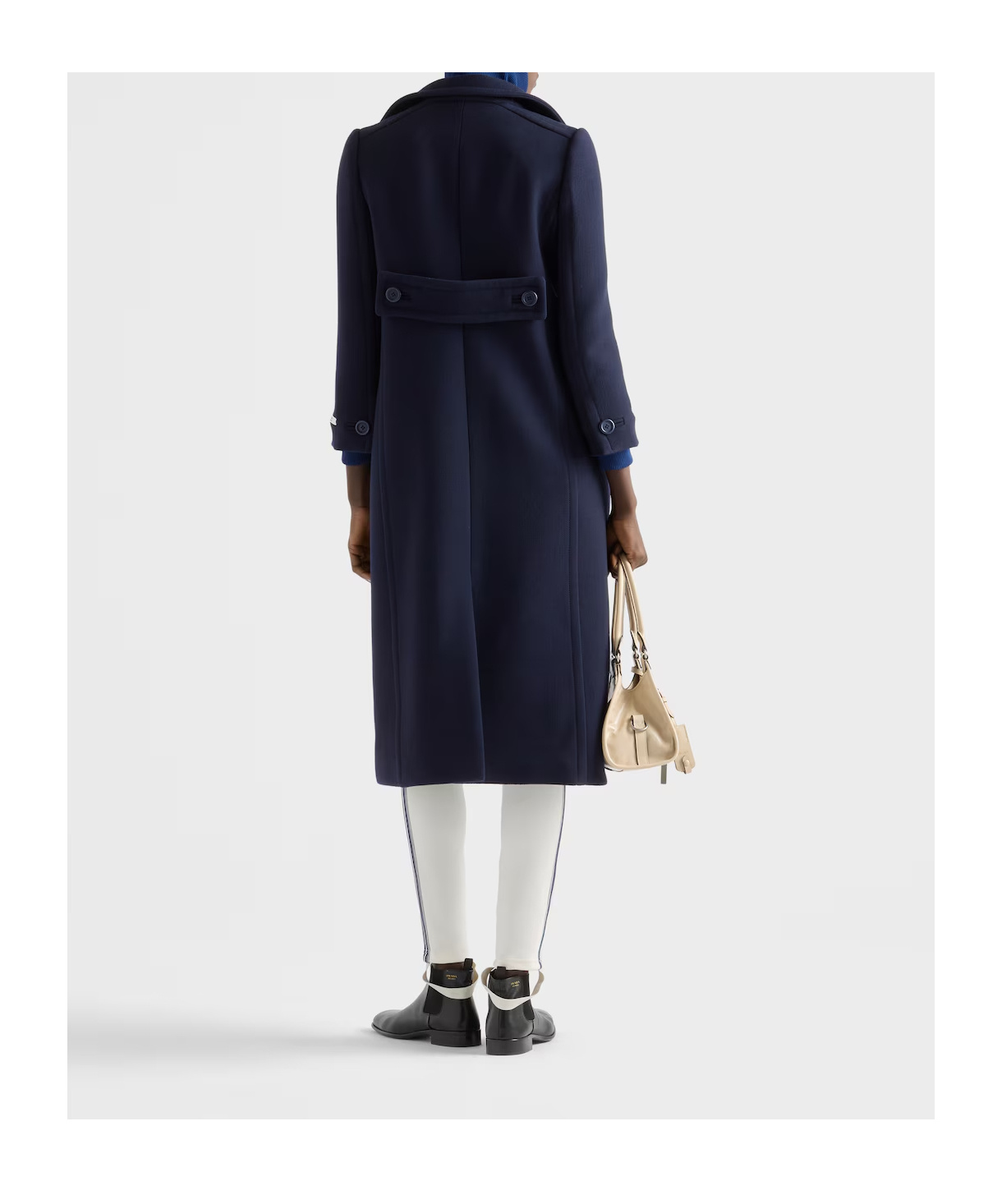 Prada Single-breasted Natté Fabric Coat In Blue