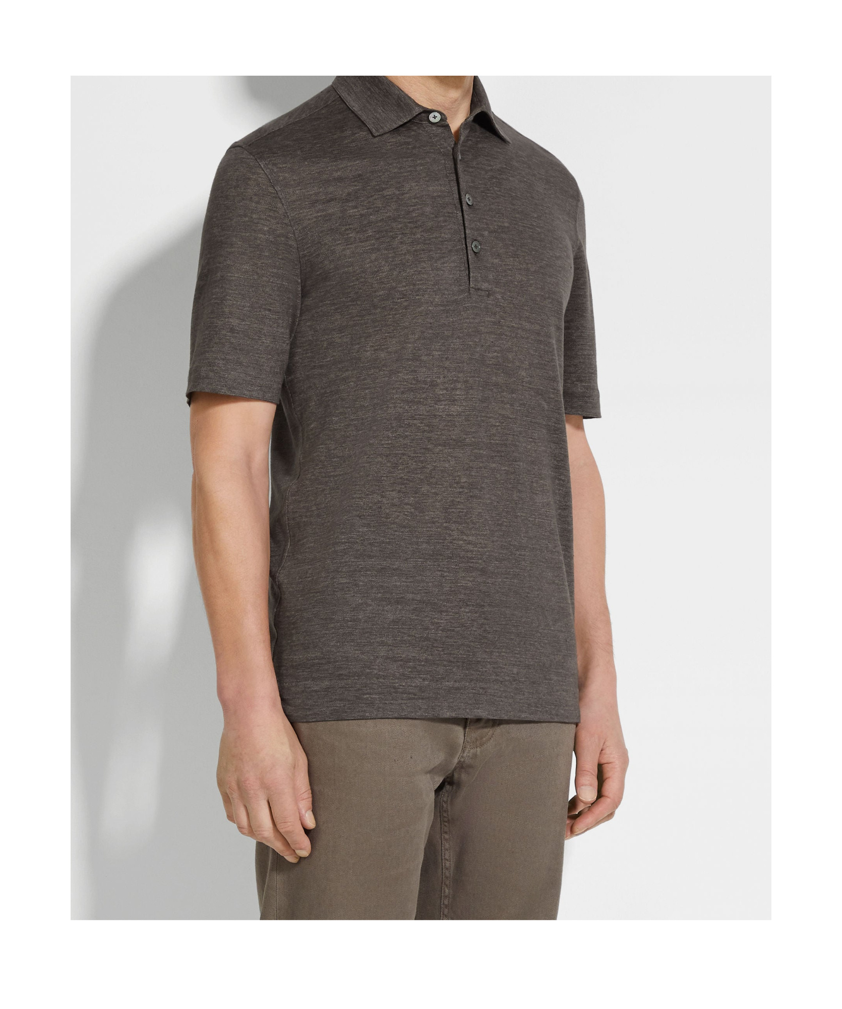 Zegna Oasi Lino Short-sleeved Polo Shirt In Brown
