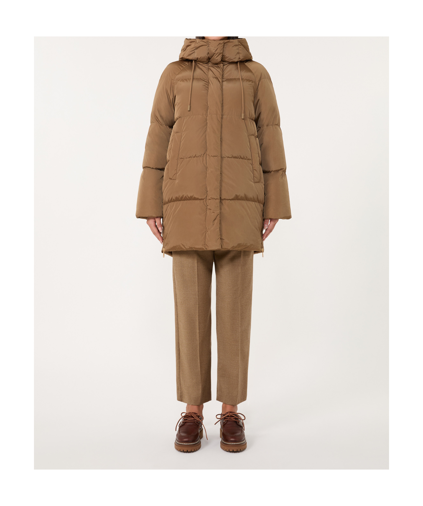 Weekend Max Mara Hooded Cotton Jacket In Brown
