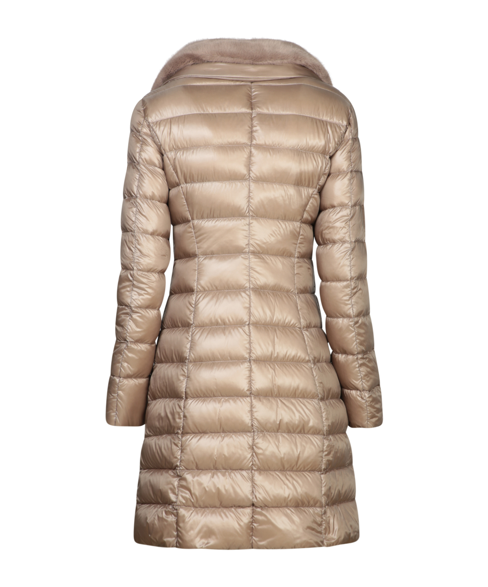 Herno Elisa Long Ecofur Taupejacket In Nude
