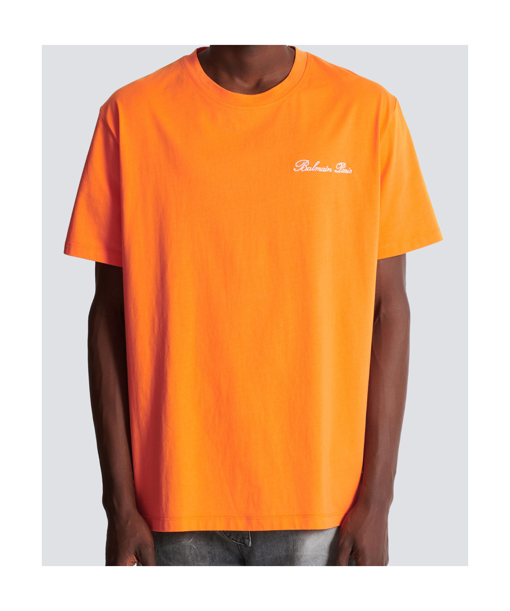 Balmain Embroidered Signature Logo T-shirt In Orange