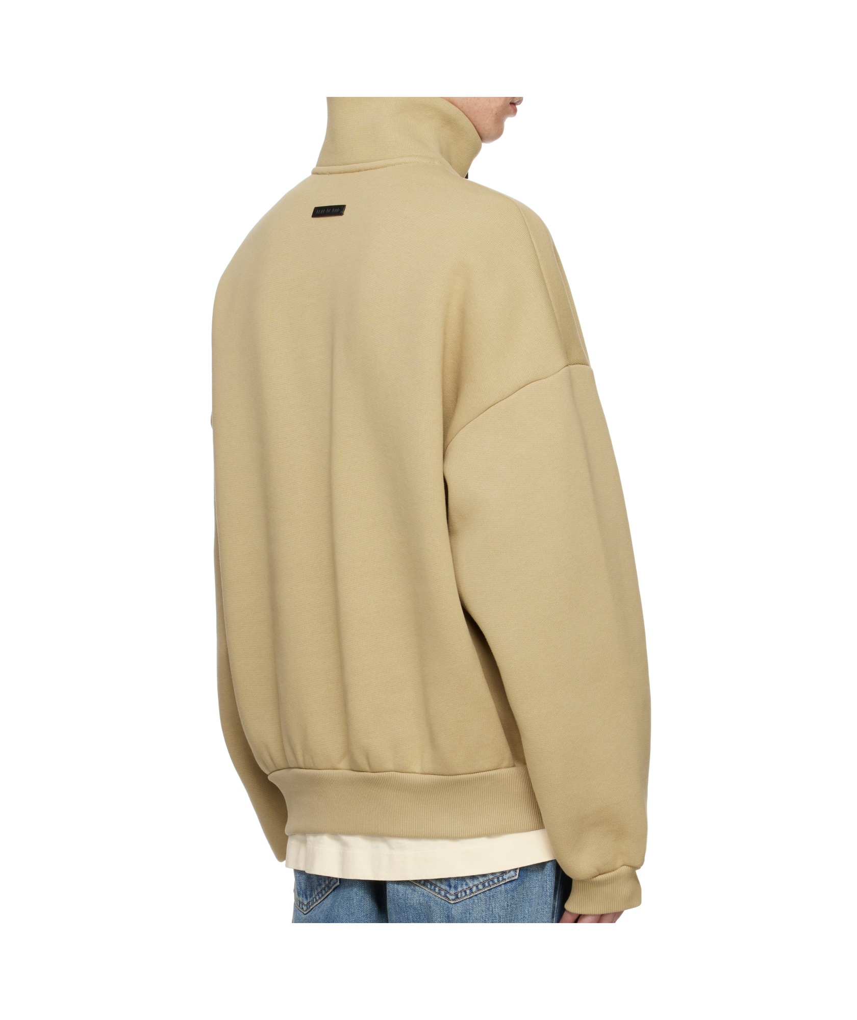 Fear Of God Tan Fleece Half Zip Mockneck Sweatshirt In Neutral