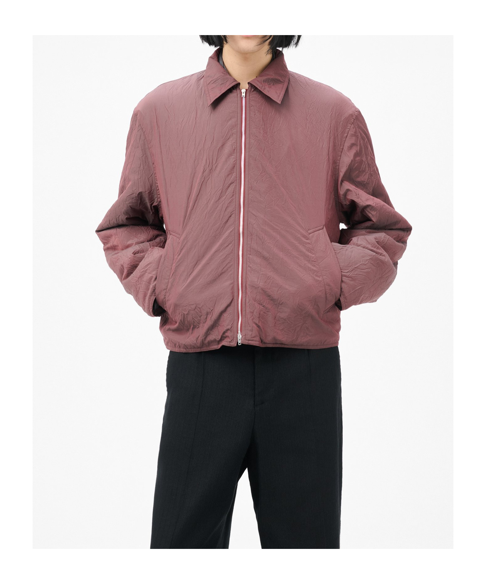 Our Legacy Mens Shining Cherry Slight Classic-collar Nylon Jacket In Red