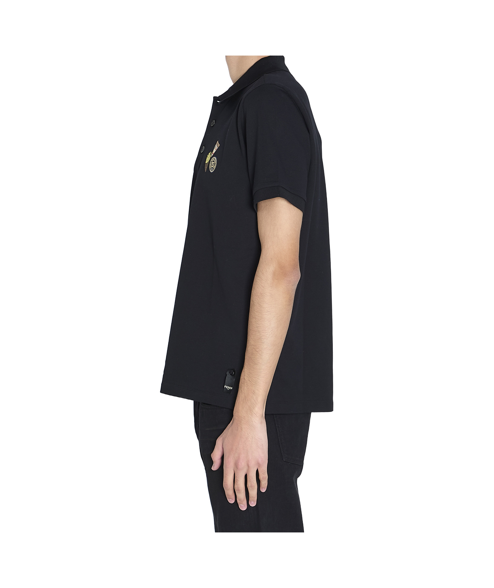 Fendi Logoed Polo Shirt In Black