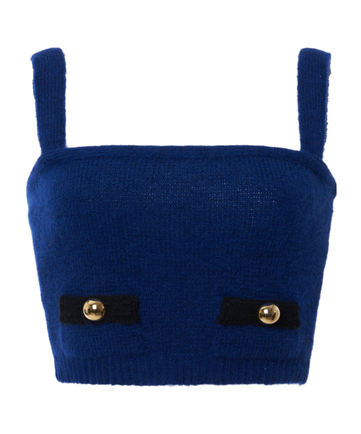Alessandra Rich Alpaca Blend Knit Bralette Top In Blue