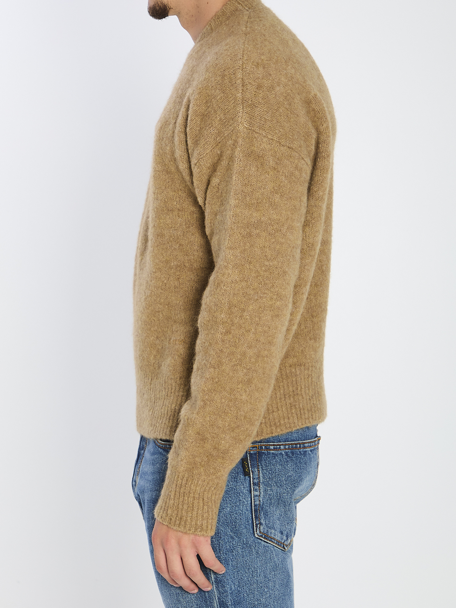 Ami Alexandre Mattiussi Alpaca And Wool Blend Long Sleeve Sweater In Gold