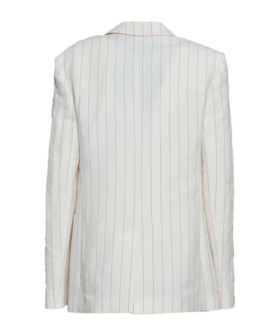 Shop Max Mara Striped Single-breasted Jacket In White